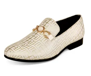 Amali Kazimar Cream Men's Gold Slip On Loafers