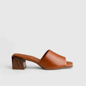 Block Heel Mule Sandal Orange/Brown 10805