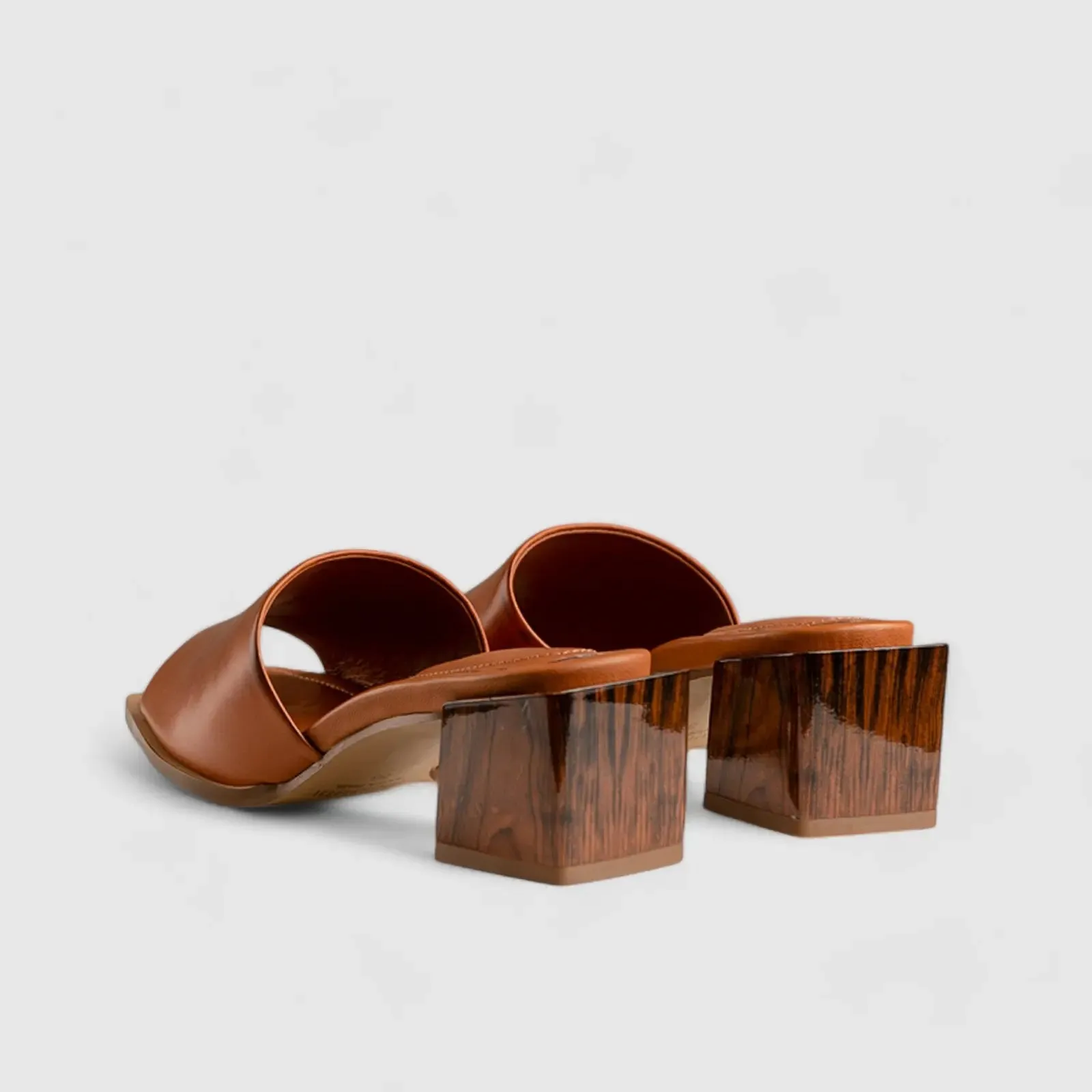 Block Heel Mule Sandal Orange/Brown 10805