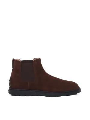 Brown Suede Ankle Boot with Elastic
