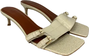 By Far White Croc-Effect Leather Sandals UK 6.5