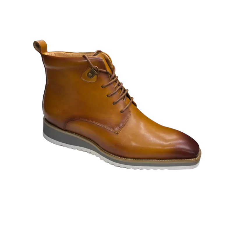 Carrucci Cognac Burnished Calfskin Lace-Up Men's Casual Boot KB515-16
