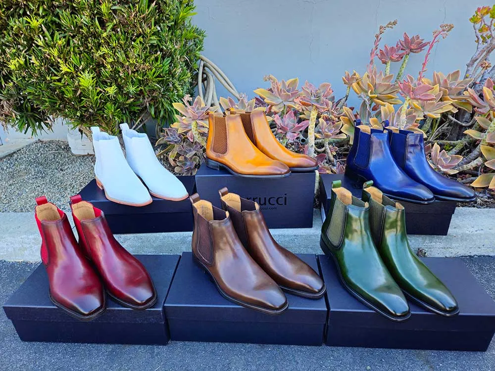Carrucci Cognac Men's Calfskin Leather Slip-on Chelsea Boot Style No: KB509-30