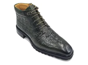 Carrucci Olive Men's Embossed Alligator Brogue Boot Style No: KB516-50