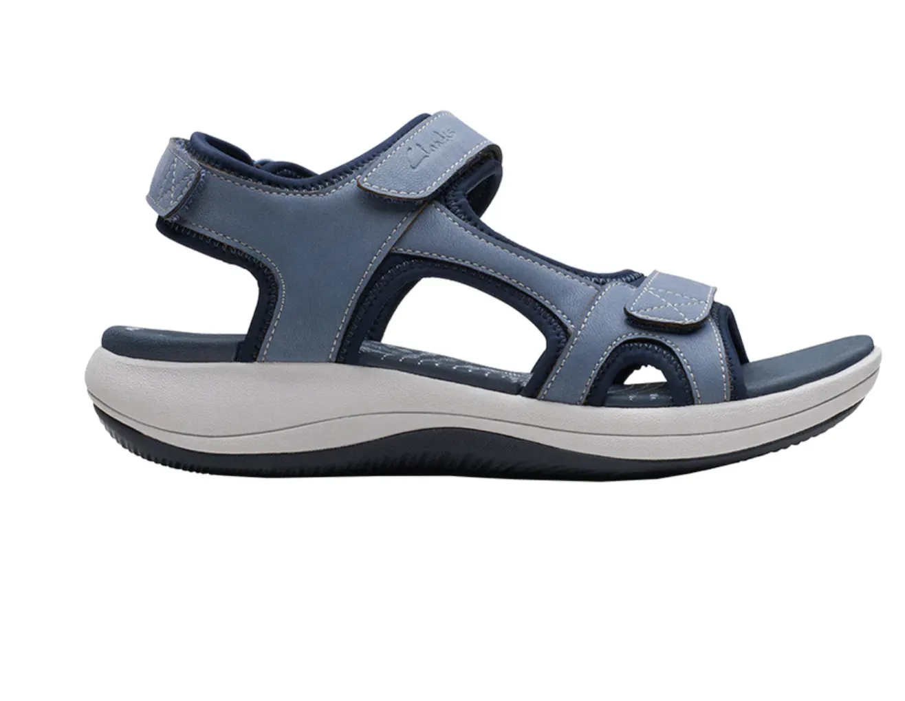 Clarks Ladies "Mira Bay" Blue - Adjustable Velcro Sandal