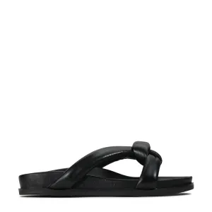 CROSSED SLIDE SANDALS LEATHER