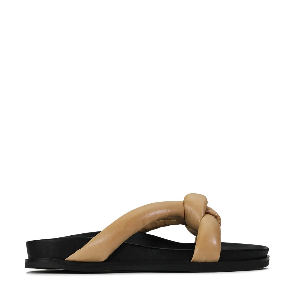 CROSSED SLIDE SANDALS LEATHER