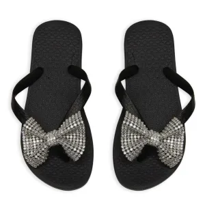CRYSTAL BOW FLIP FLOP SANDALS