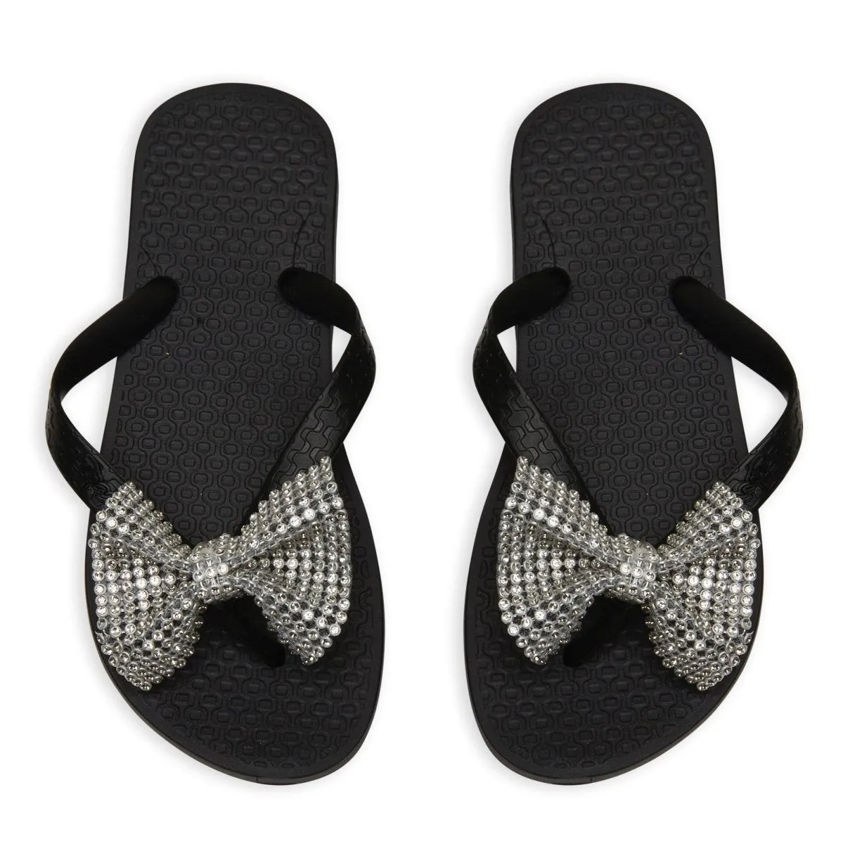 CRYSTAL BOW FLIP FLOP SANDALS