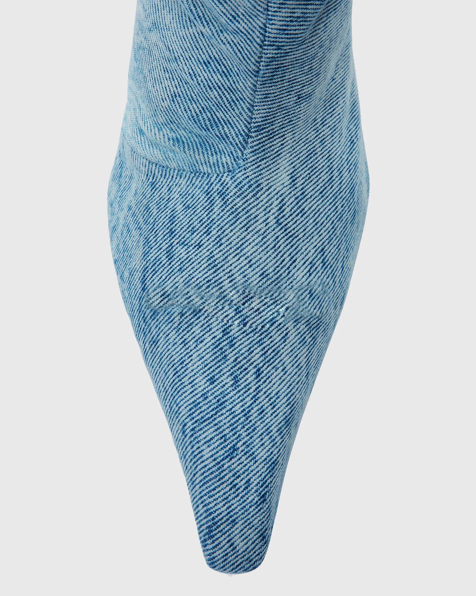 Delia Ruched Denim Cowboy Knee High Boots