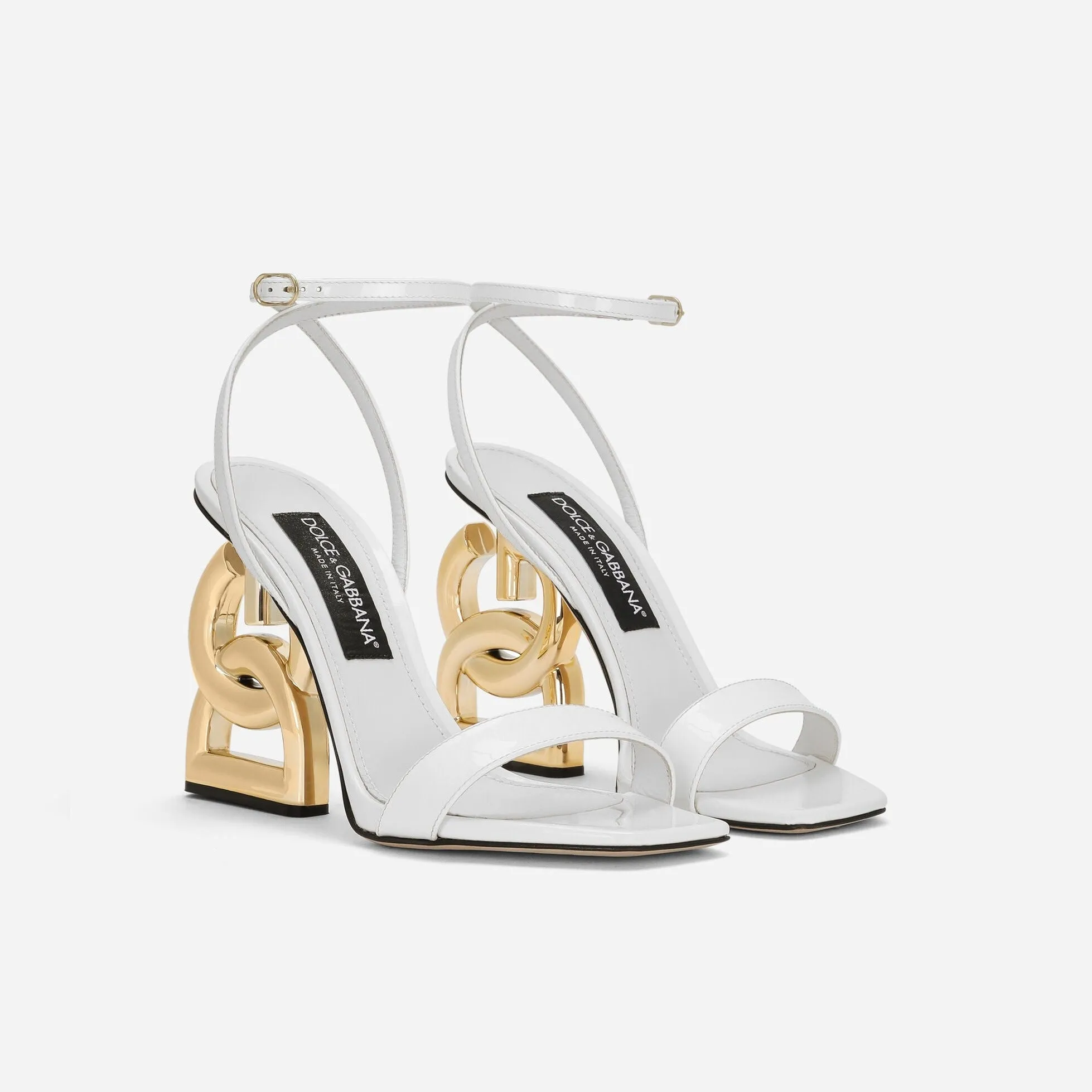 Dolce & Gabbana Patent Leather Sandals   Women's 1955 Horsebit Small Shoulder Bag White