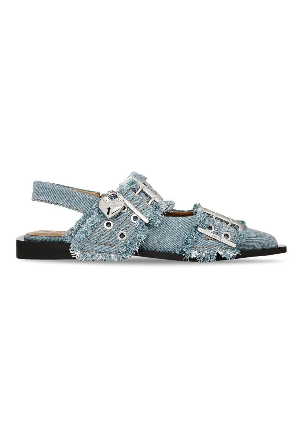 Feminine Buckle Ballerina Charms Denim - Faded Denim