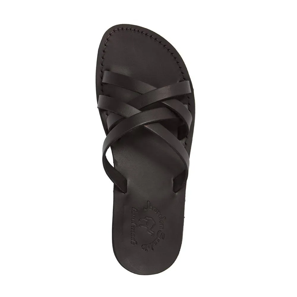 Gad - Leather Criss Cross Strap Sandal | Black