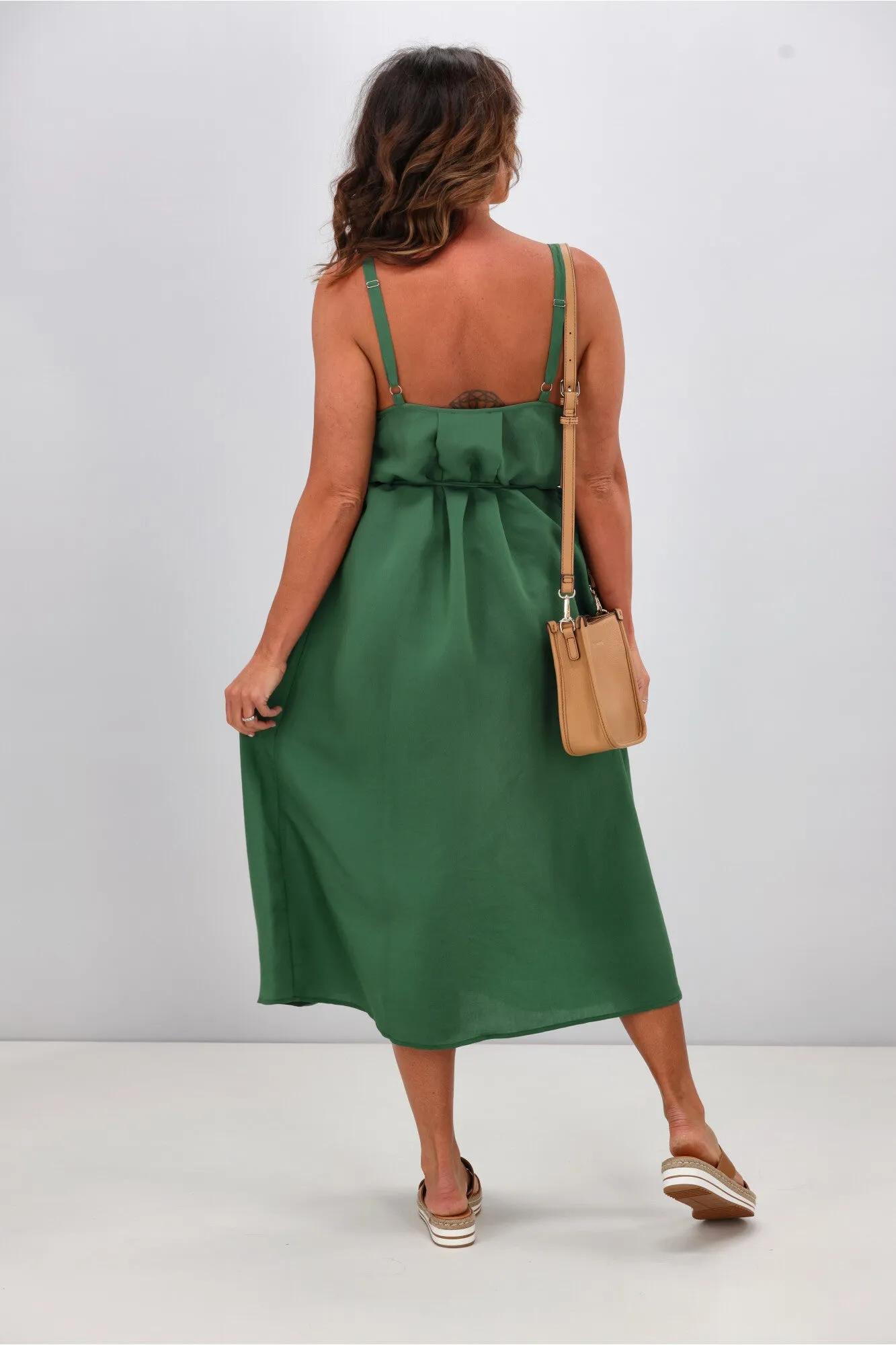 Gloss by Shine On Bodhi Shirred Top Dress Sage