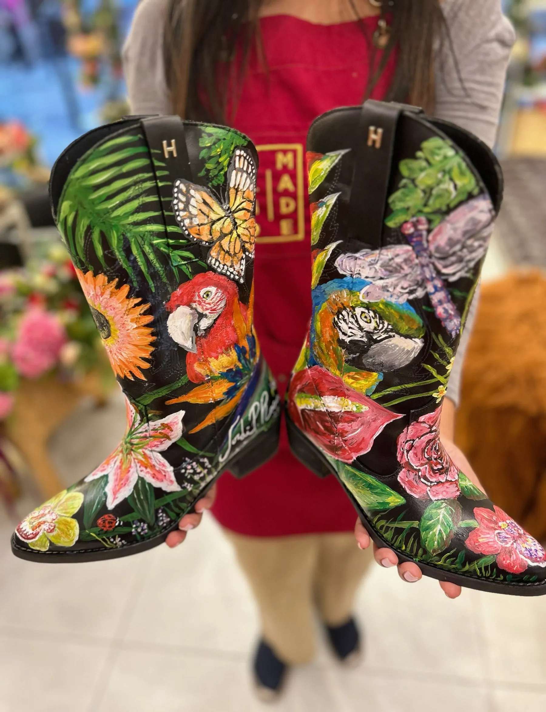 Handpainted Texan Leather Boots Selva
