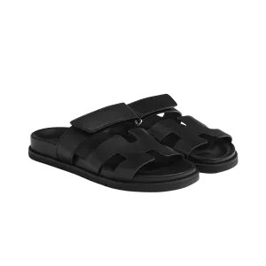 Hermes Chypre Sandals "Black Leather"