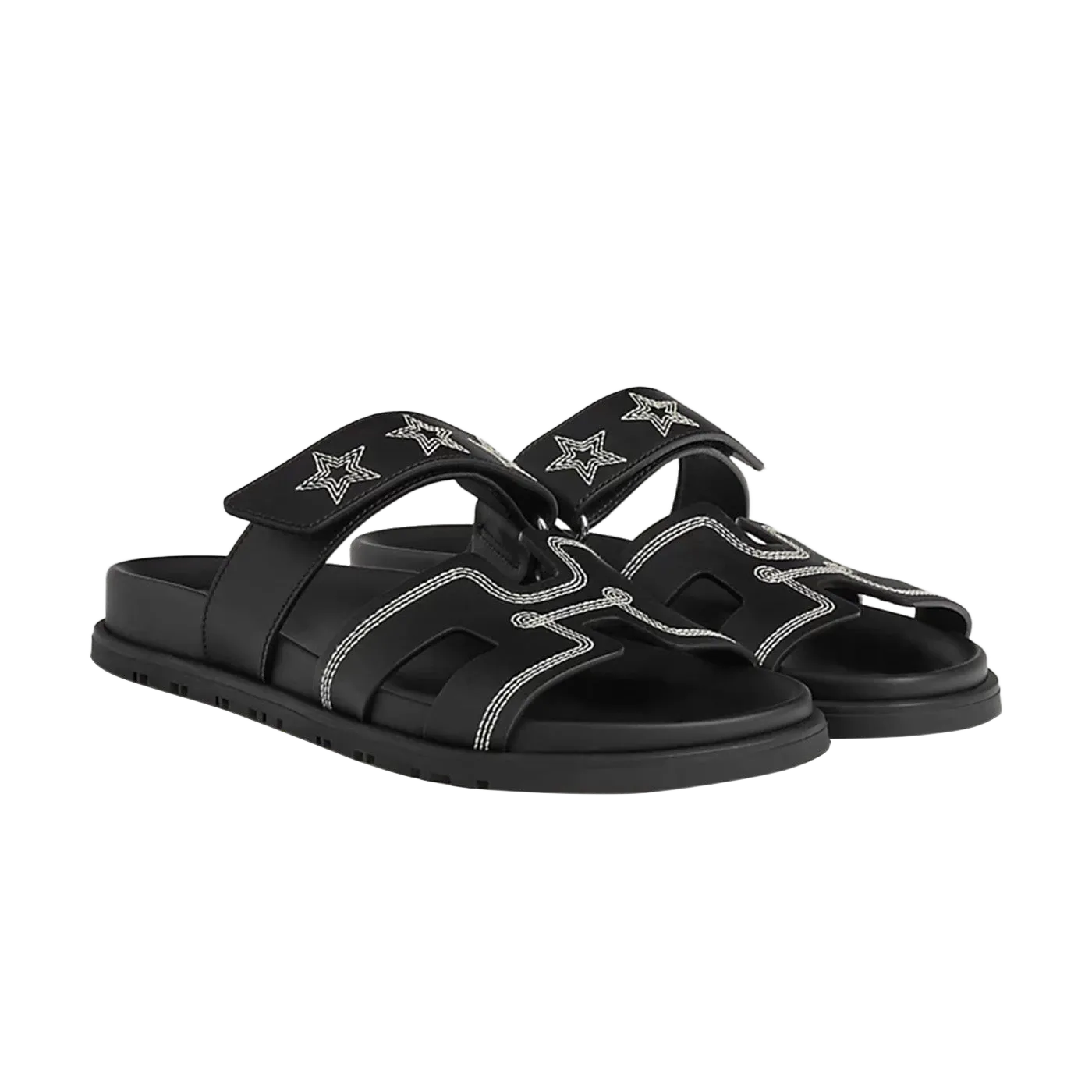 Hermes Chypre Sandals "Black Star Leather"