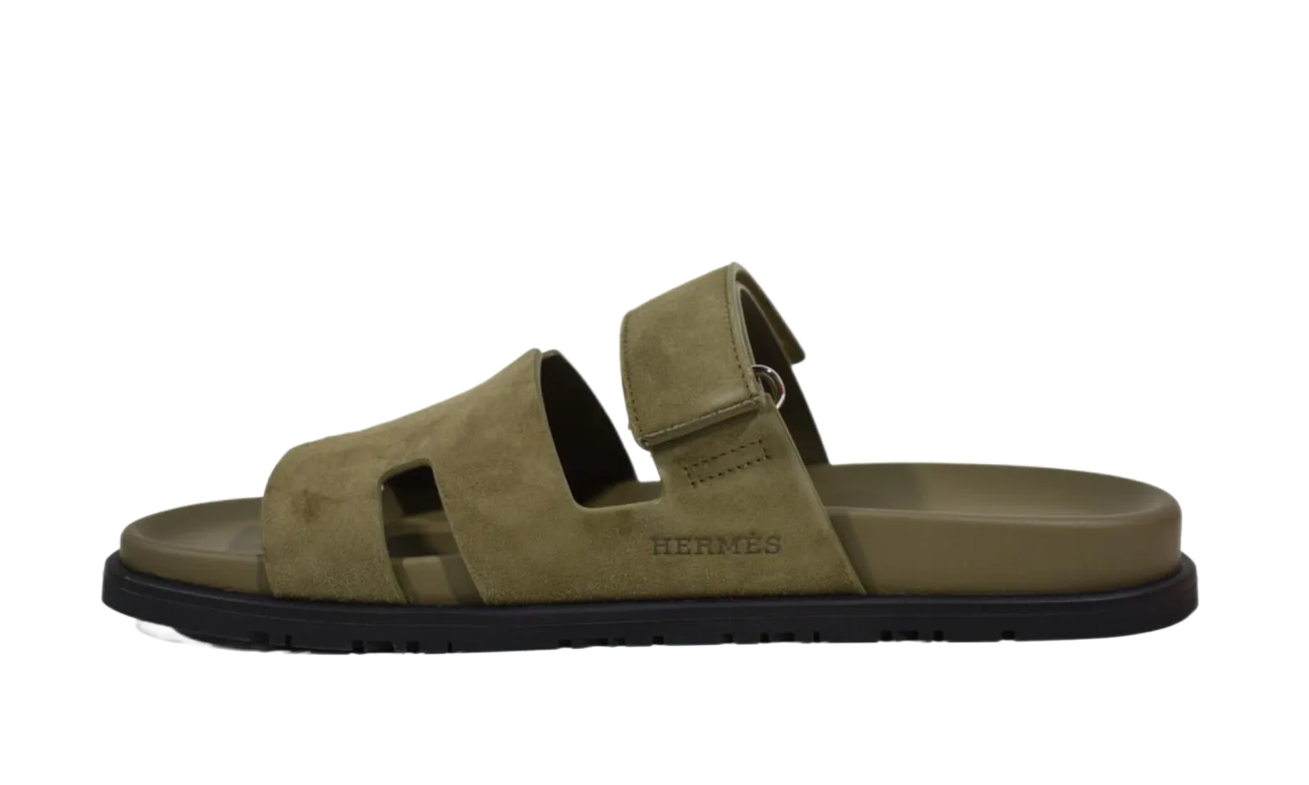 Hermes Chypre Sandals "Green Suede"