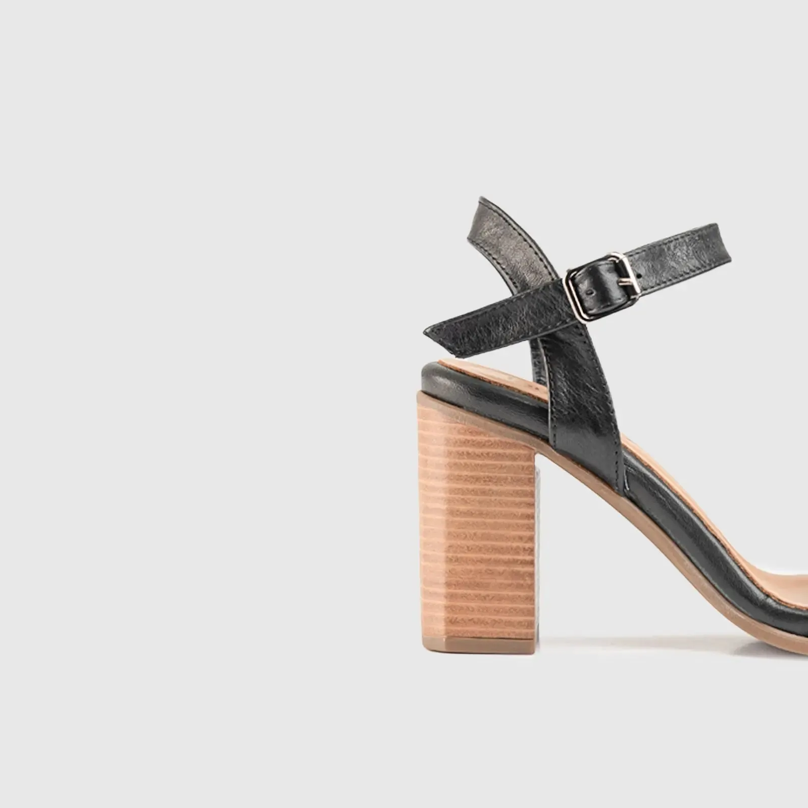 Leather Comfort High Heel Sandal Black 7101
