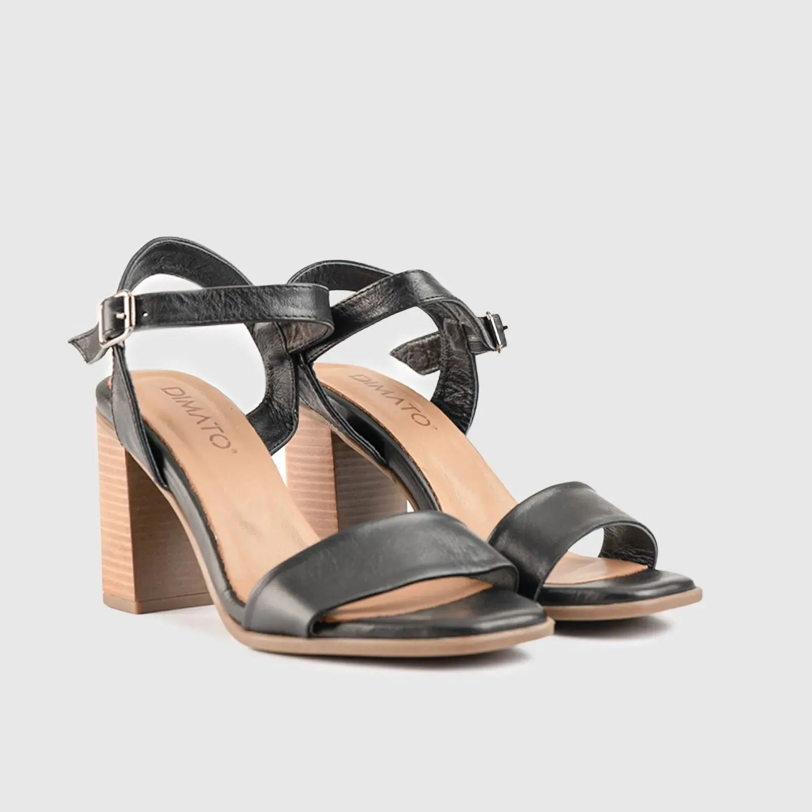 Leather Comfort High Heel Sandal Black 7101