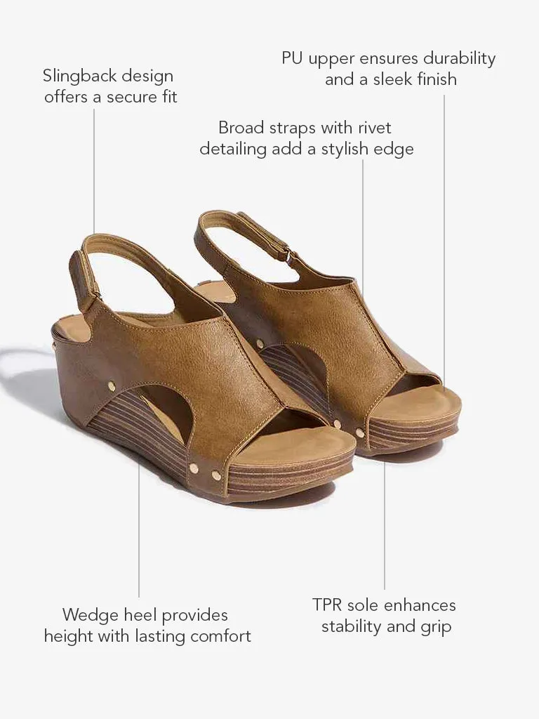 LUNA BLU Brown Slingback Wedge Sandals
