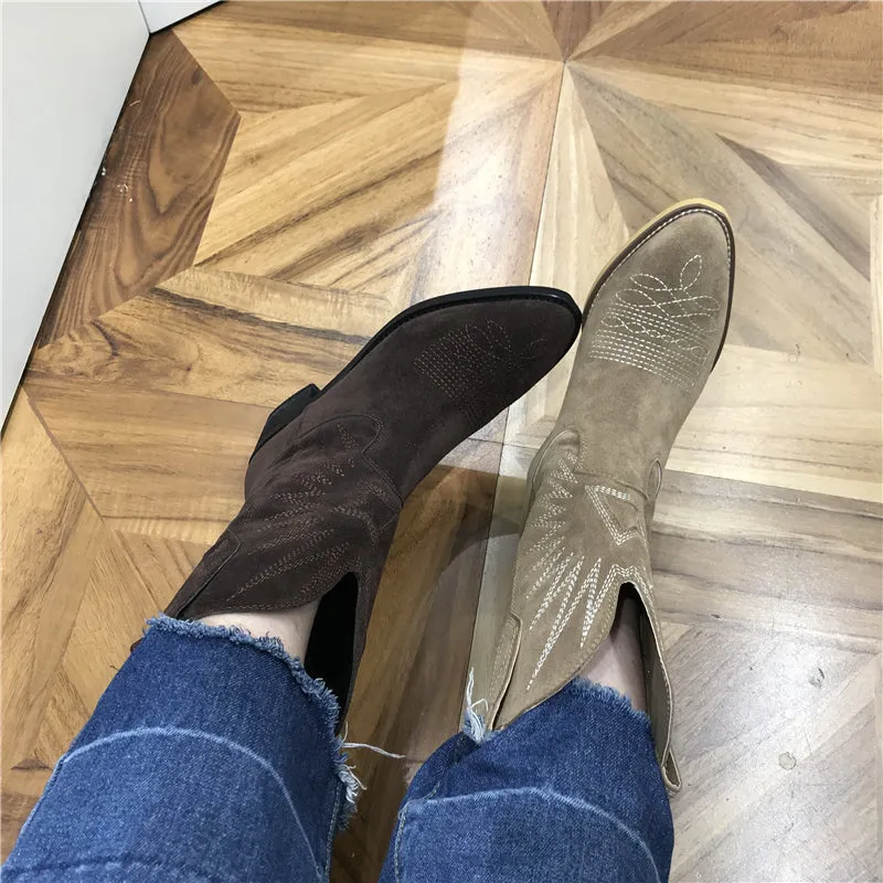 LUXE SEVEN DESIGN MID CALF WESTERN BOOTS