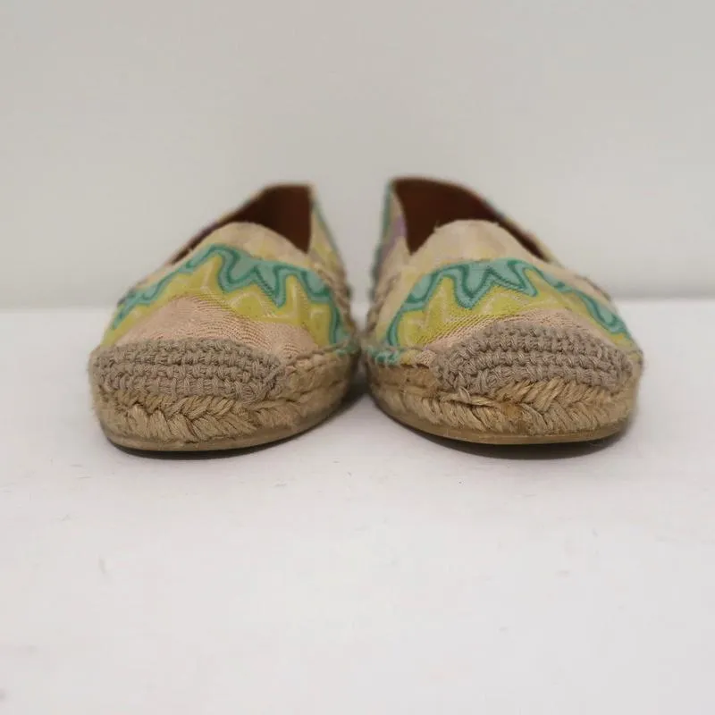 Missoni Espadrilles Pastel Multicolor Crochet Knit Size 36 Slip-On Flats