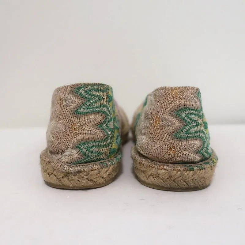 Missoni Espadrilles Pastel Multicolor Crochet Knit Size 36 Slip-On Flats