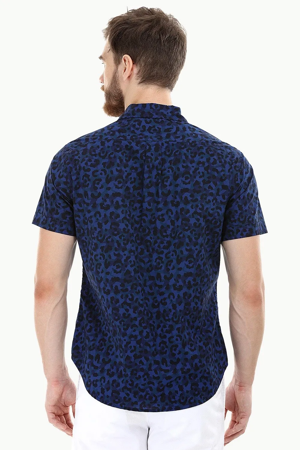 Navy Printed Holiday Shirt