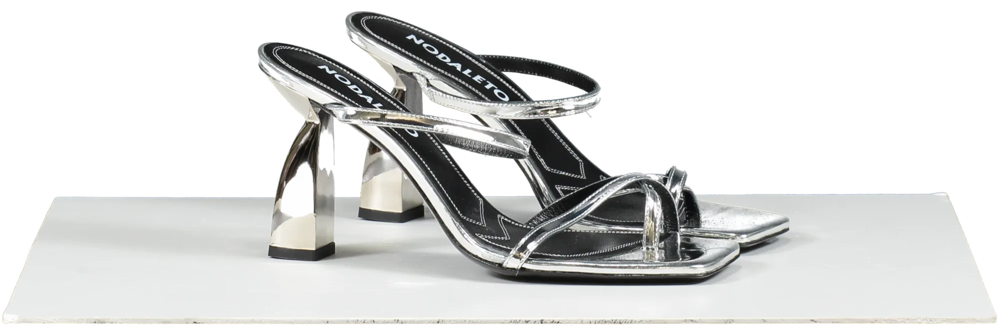 nodaleto Metallic Silver Angel Heeled Sandals UK 6 EU 39 