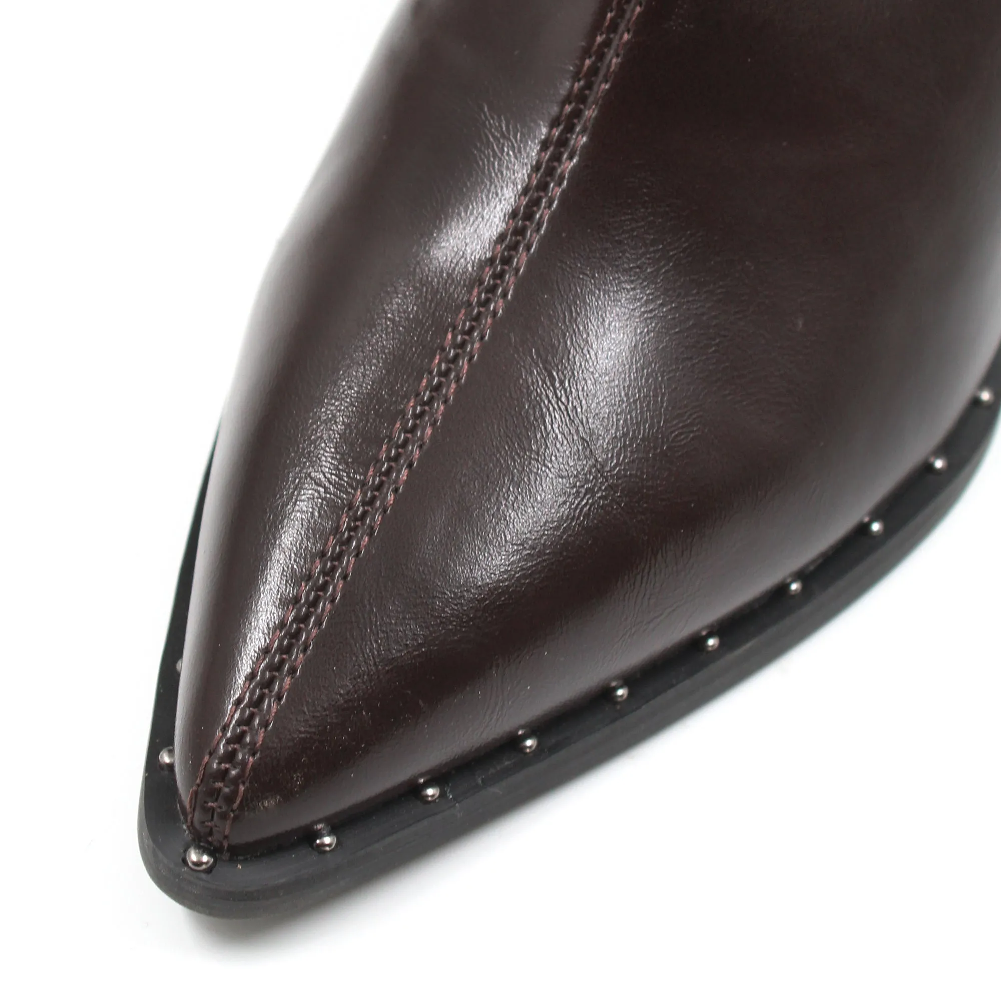 Pointed toe studded detail long boots