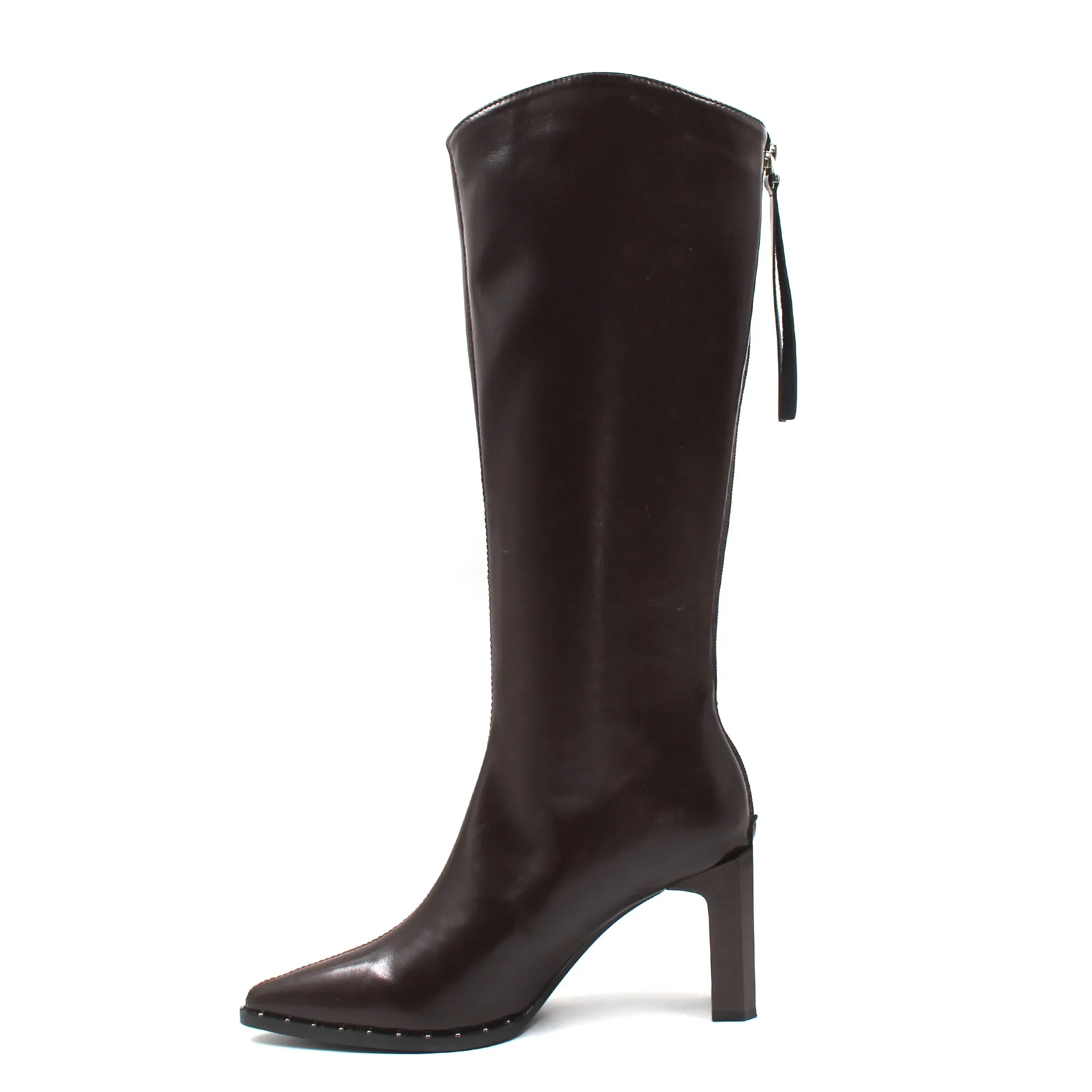 Pointed toe studded detail long boots