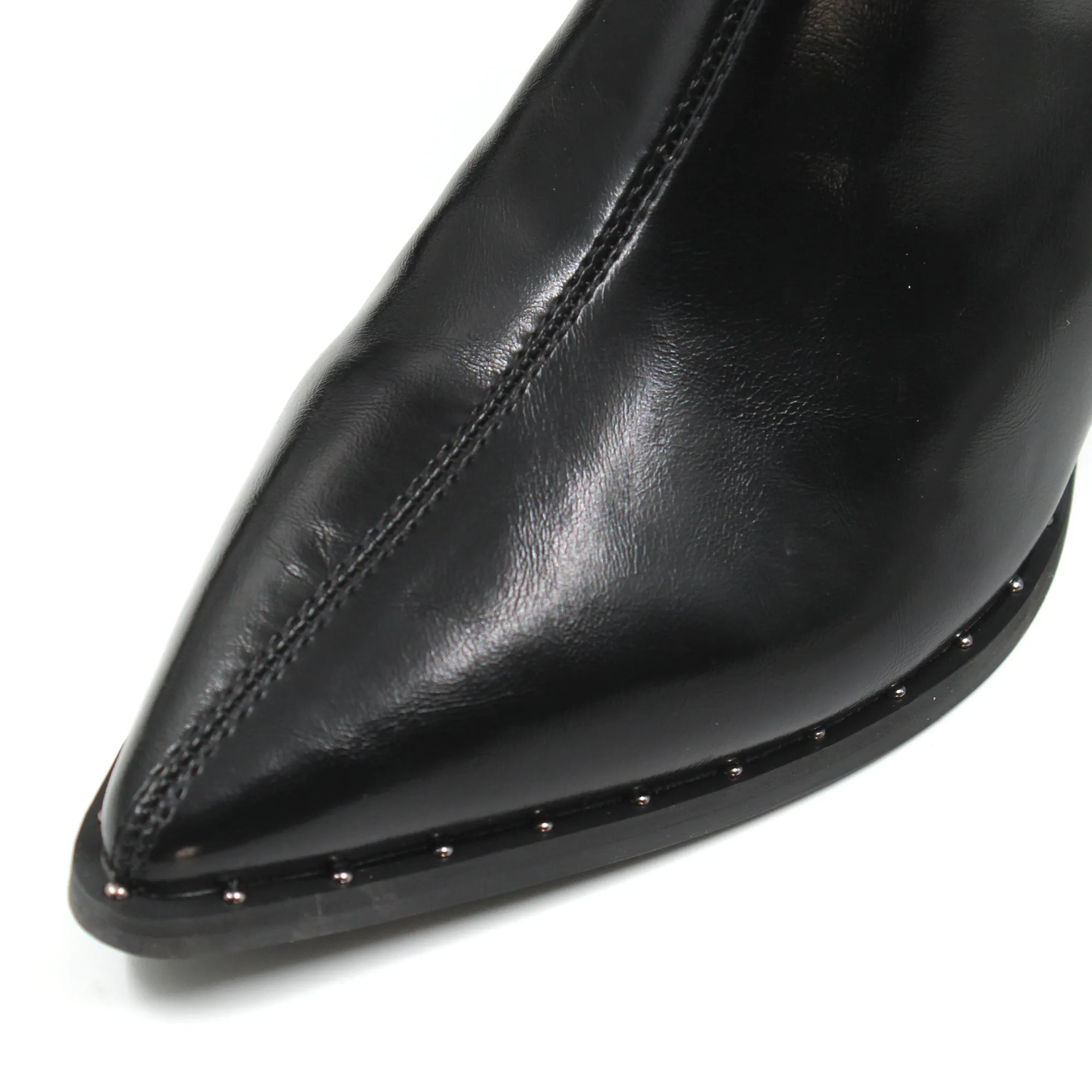 Pointed toe studded detail long boots