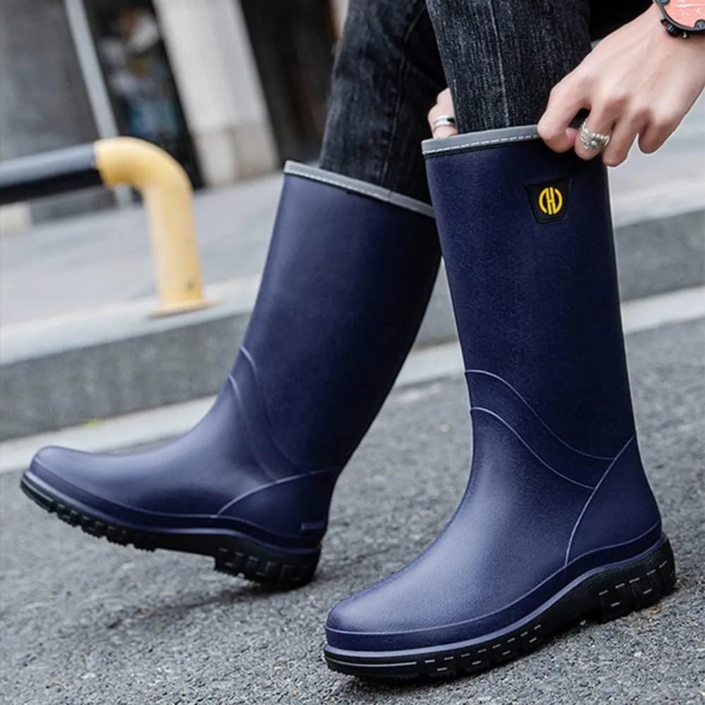 Rojeam Mens Rain Boots Waterproof Garden Shoes Rain Shoes