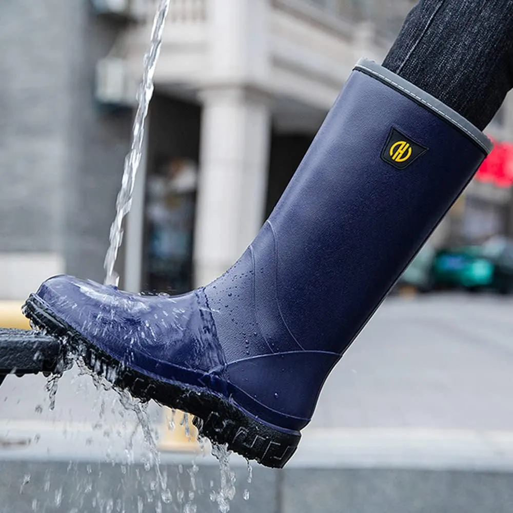 Rojeam Mens Rain Boots Waterproof Garden Shoes Rain Shoes