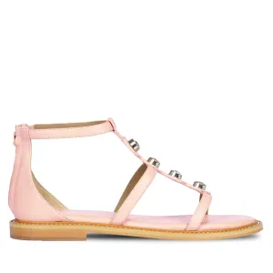 Saint Arlia Rivoli Stone Studded Light Pink Leather Sandals