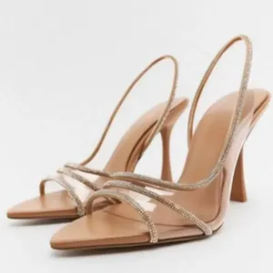 Sandals Rhinestone Strap Heeled Summer Sandals