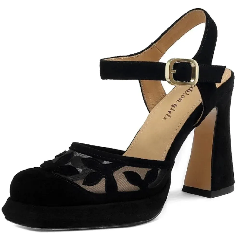 Sandals Women Sandals Leather Flower High Heels