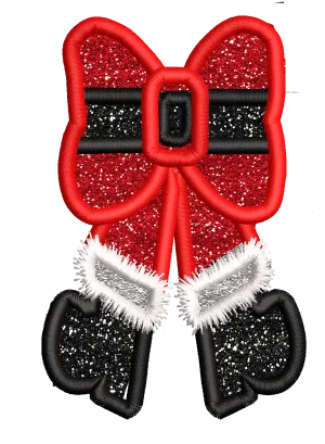 Santa Boots Bow Side Design Applique