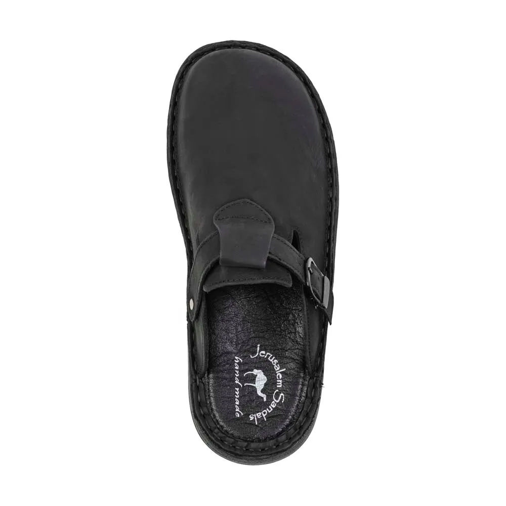 Sawyer - Leather Clog-Toe Sandal | Black Nubuck