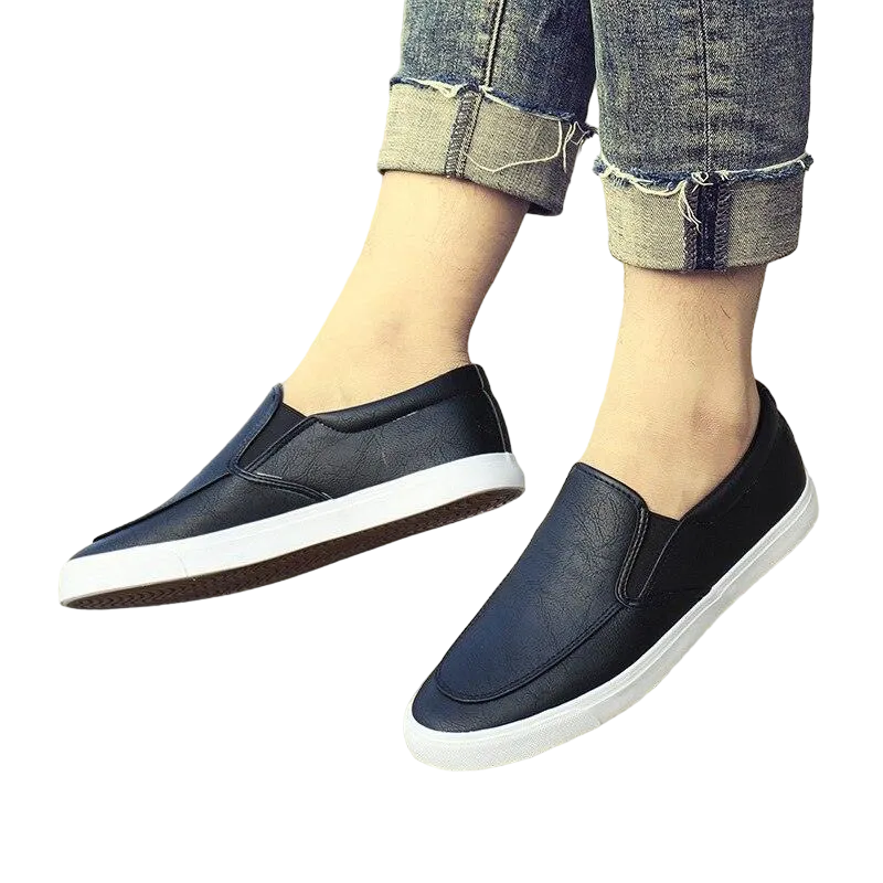Slip-On Men's Casual Smooth Leather Sneakers