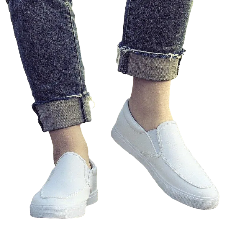 Slip-On Men's Casual Smooth Leather Sneakers