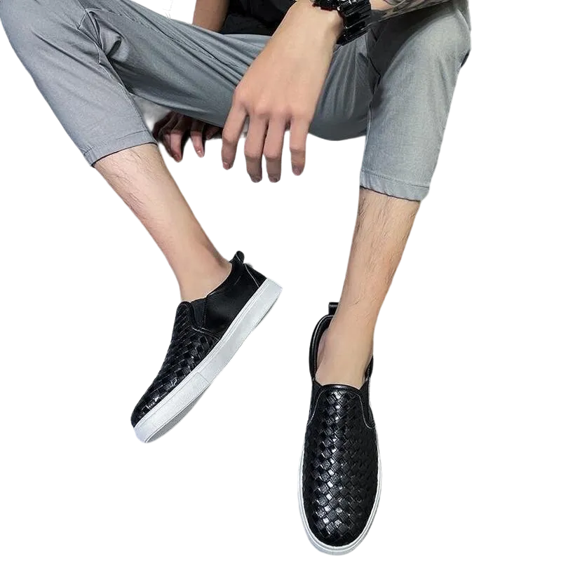 Slip-On Men's Casual Smooth Leather Sneakers