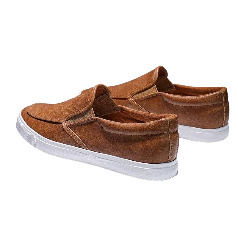 Slip-On Men's Casual Smooth Leather Sneakers
