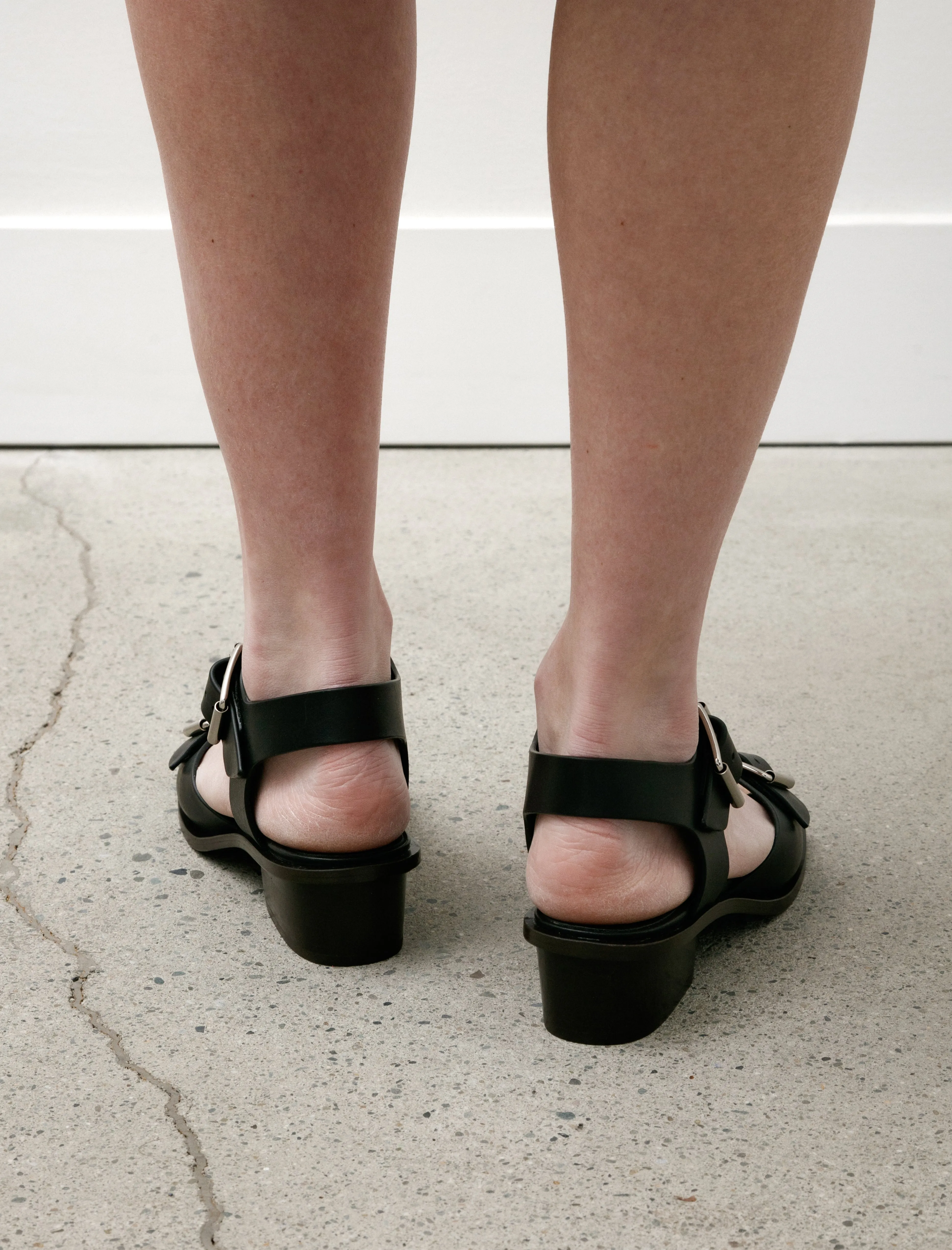 Square Heel Sandals With Straps Black 35mm