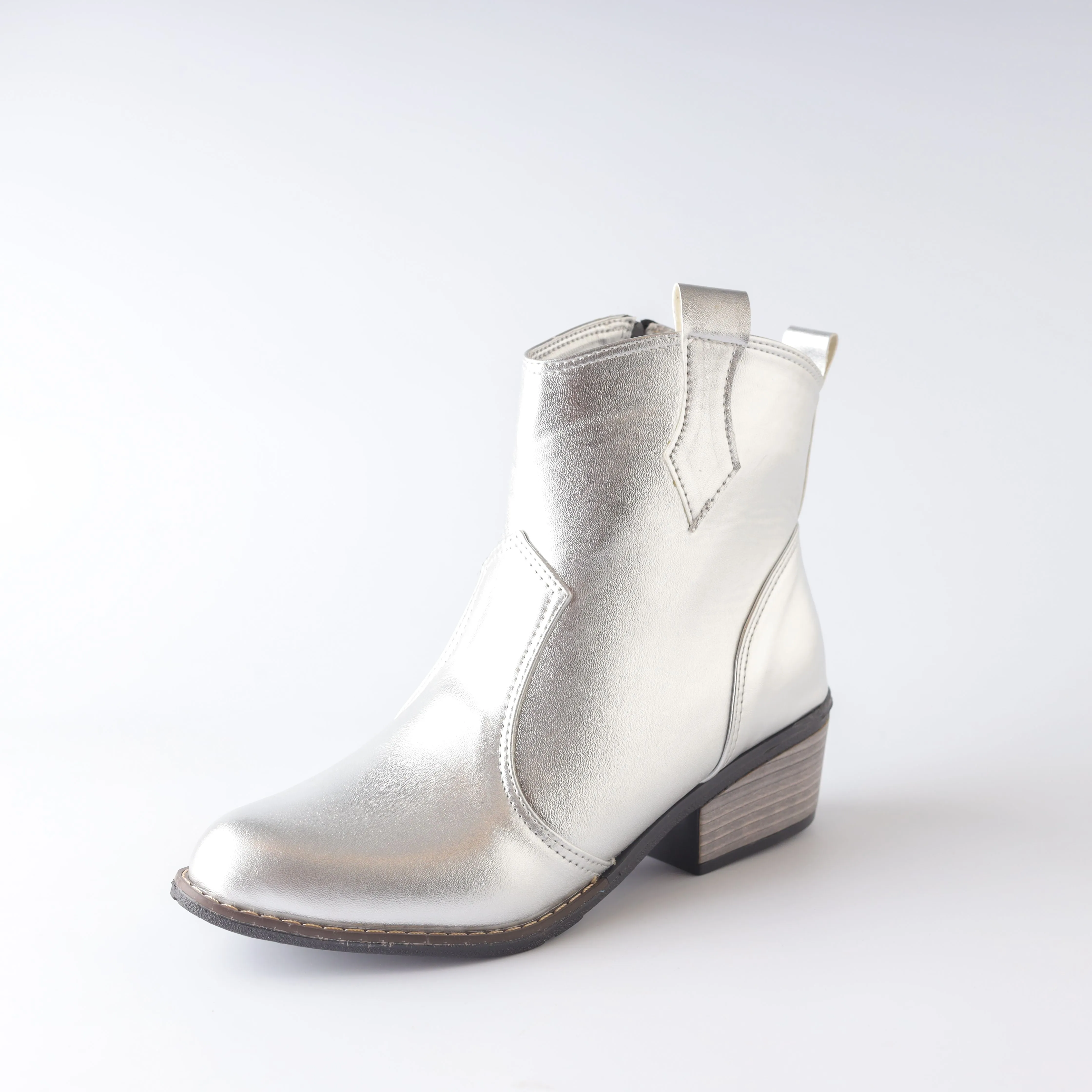 Texas Kökenli Ayakkabılar Leather Boots -Silver