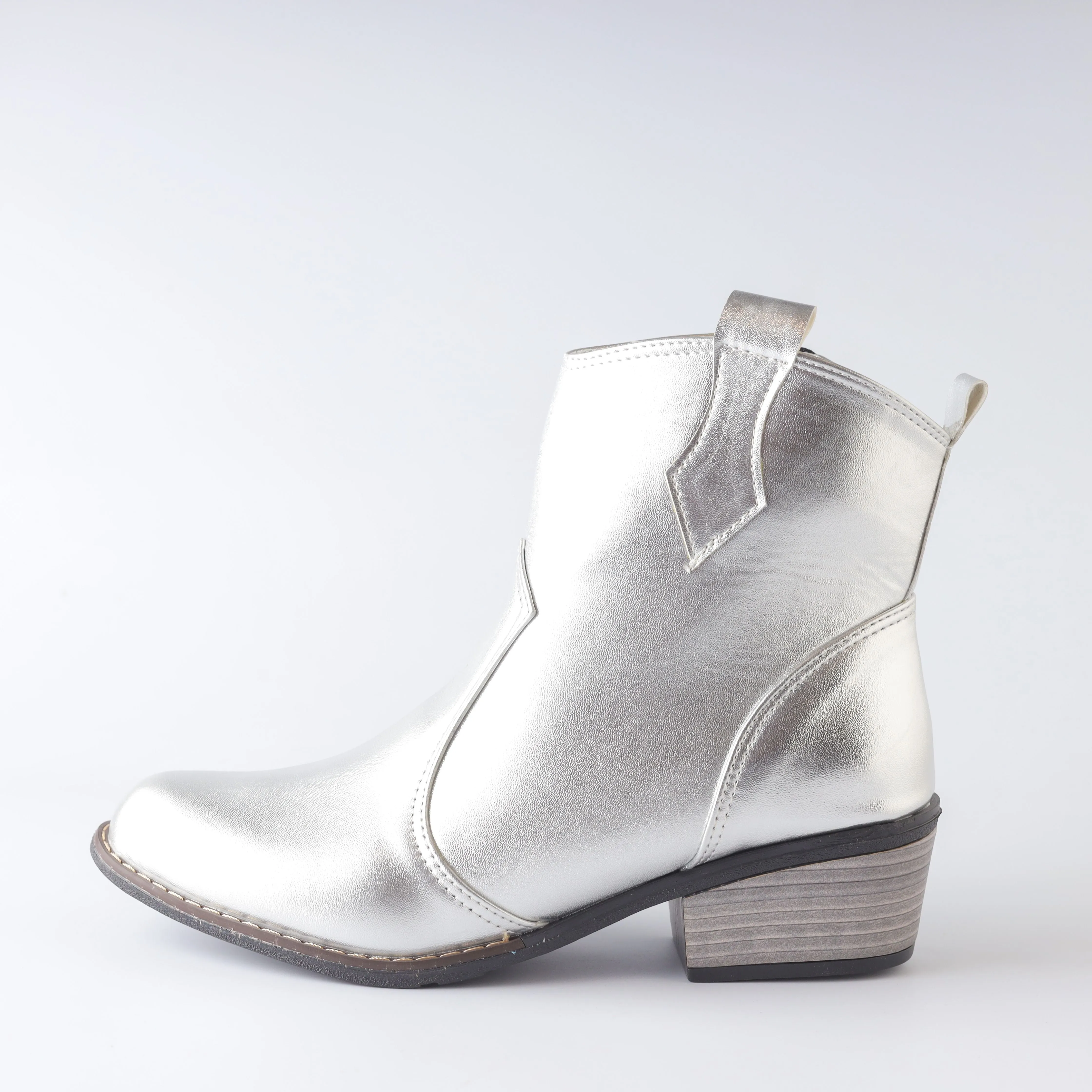 Texas Kökenli Ayakkabılar Leather Boots -Silver