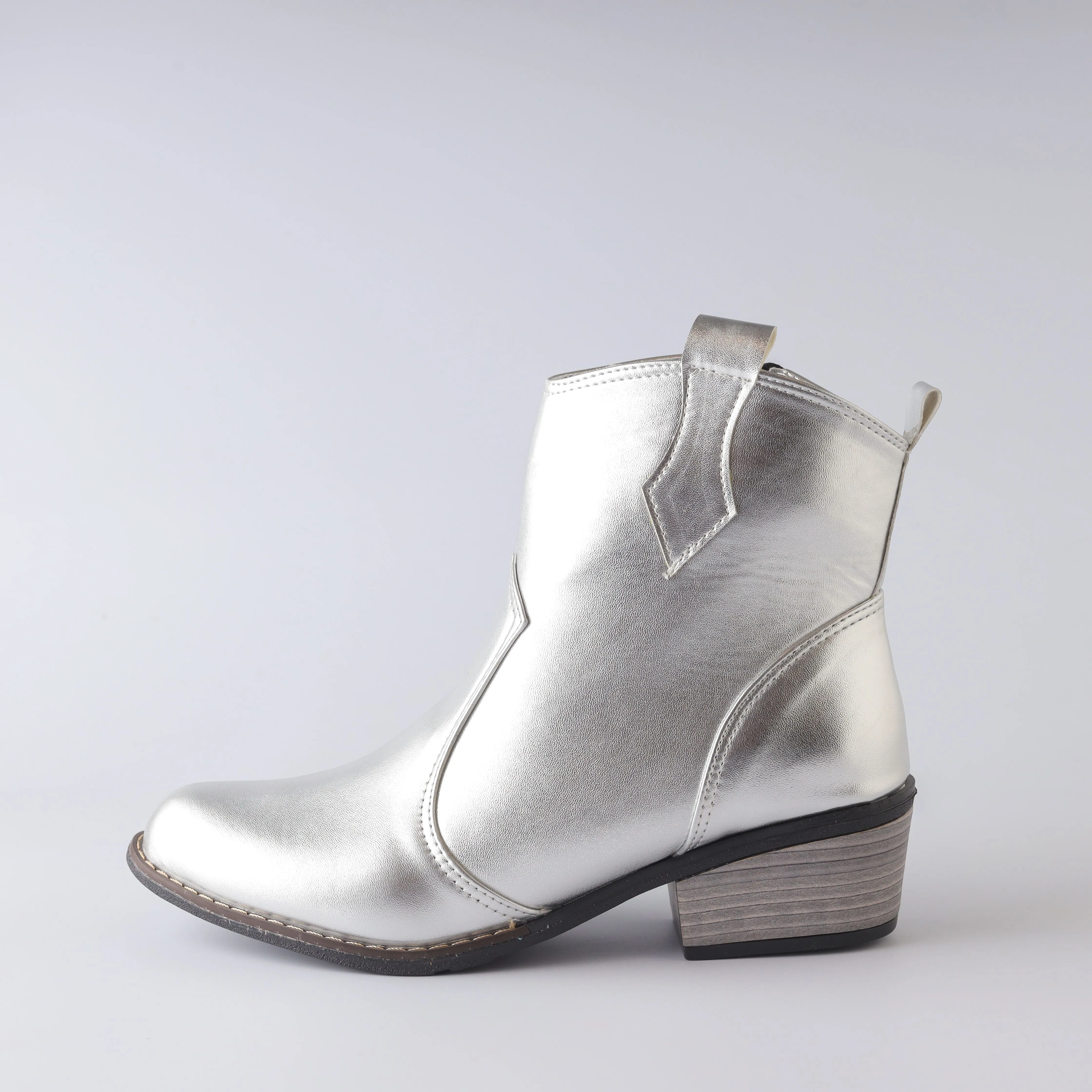 Texas Kökenli Ayakkabılar Leather Boots -Silver
