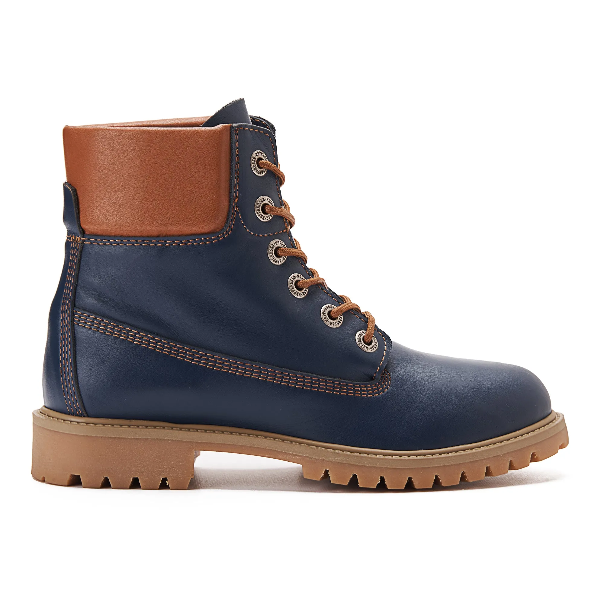 Women Genuine Leather Lace Up Half Boots - Navy BLue